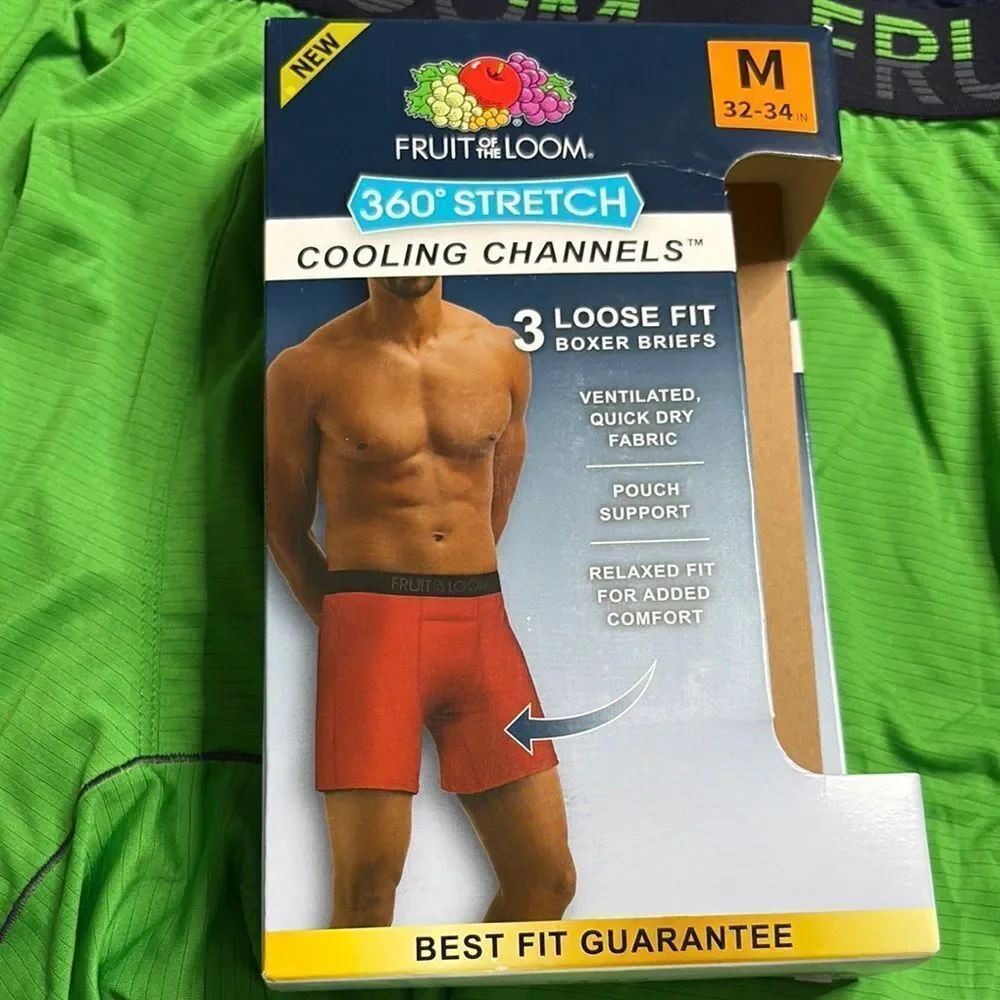 NWT Fruit of the Loom 3 pair loose fit Cooling Channels Comfort size M 32-34